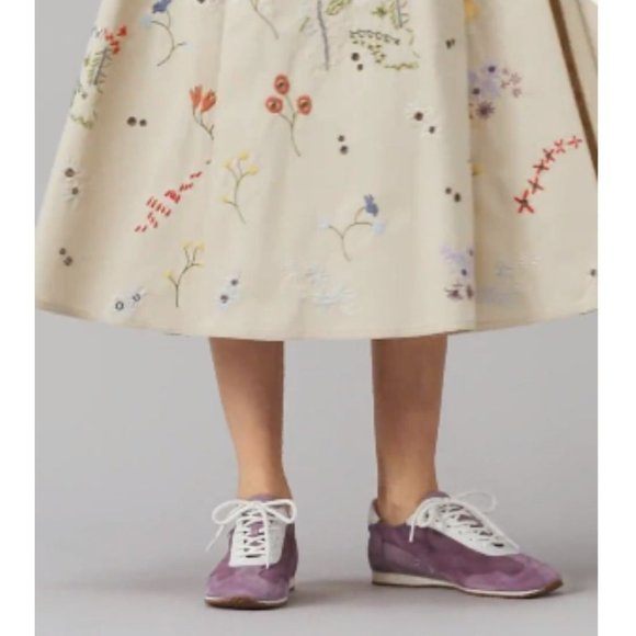 NWT Tory Burch Lilac Sneaker Suede Calf Leather Lace Up Fashion Shoes - Picture 3 of 7